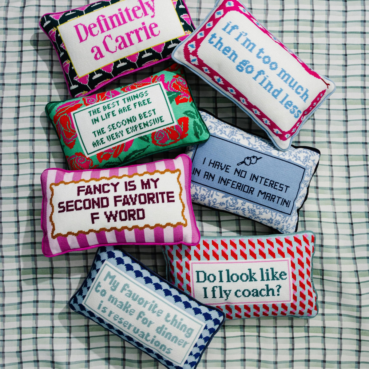 FURBISH If I'm Too Much, Then Go Find Less Needlepoint Pillow, 9" x 15"