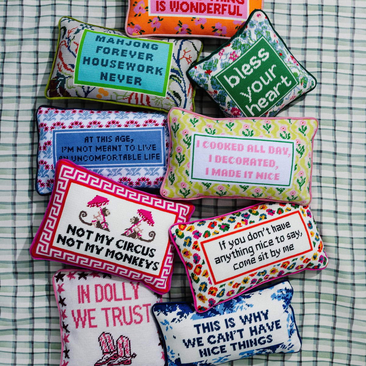 FURBISH This is Why We Can't Have Nice Things Needlepoint Pillow, 8" x 14"