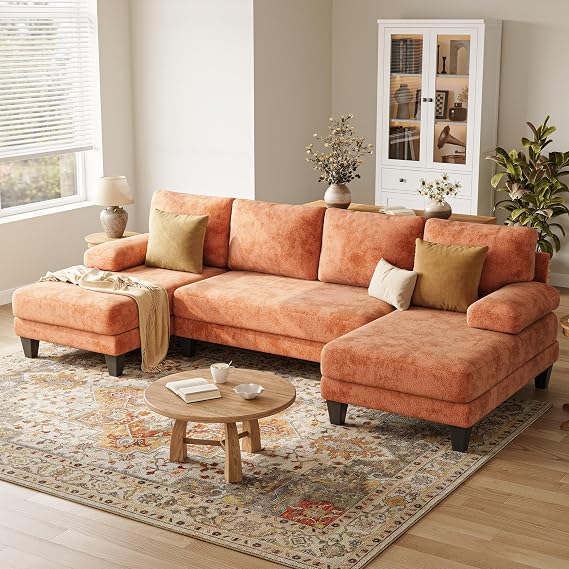 112" U-Shaped Sectional Sofa with Double Chaise