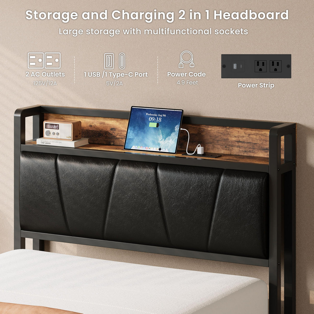 LIKIMIO Twin Daybed with Trundle Bed, Convertible to King, Lights, Charging