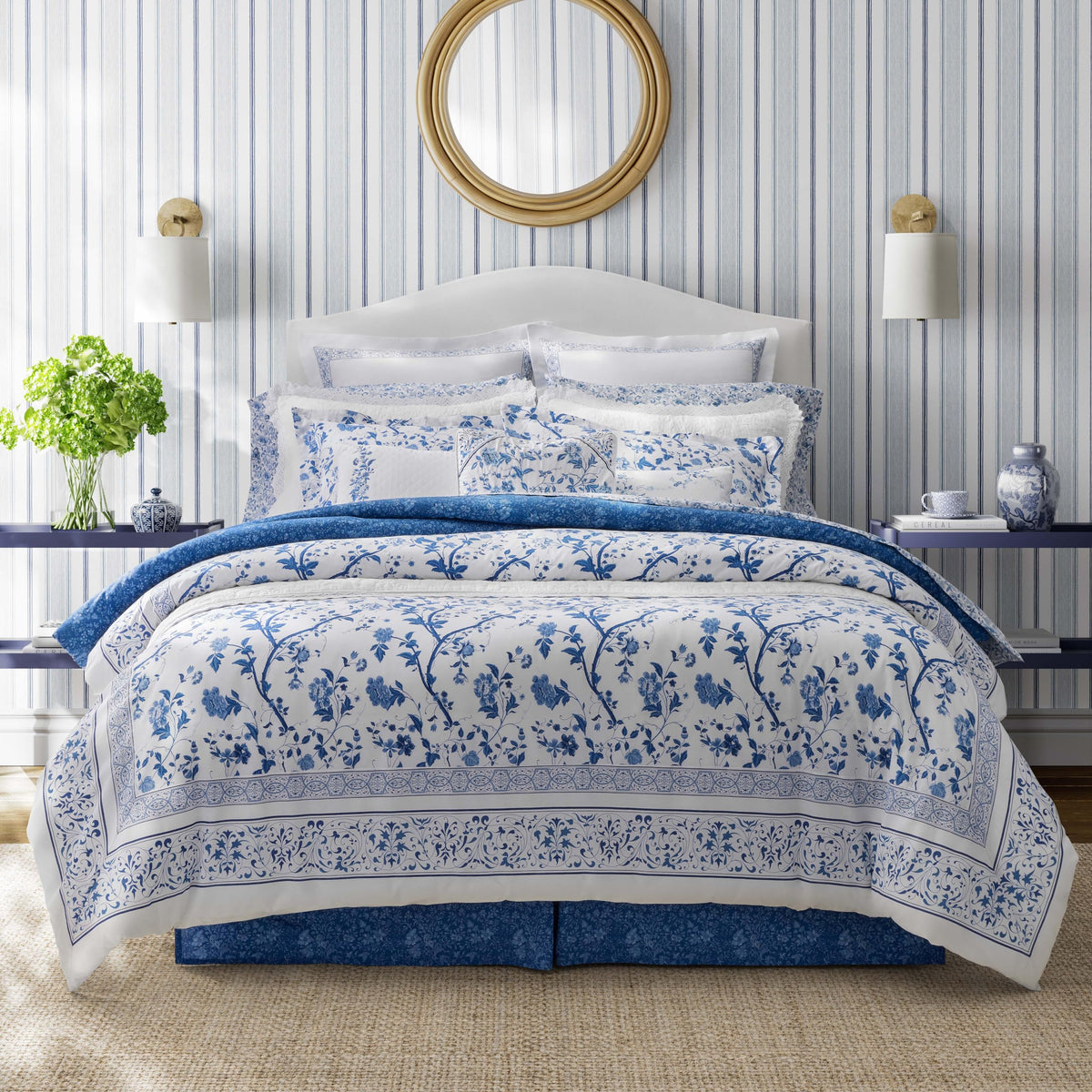 Blue Cotton Queen Comforter Set