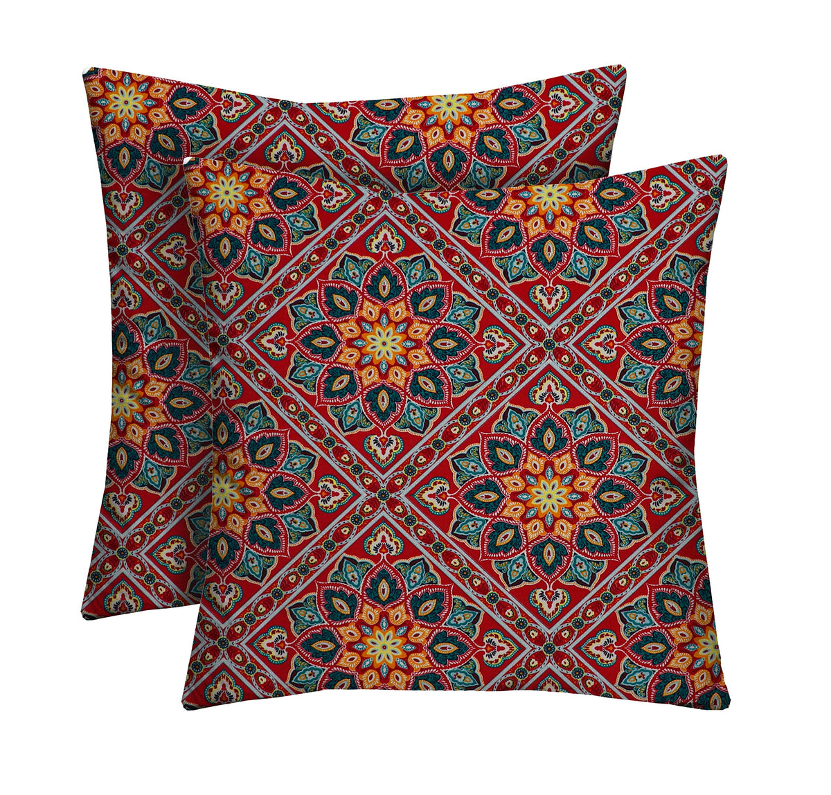 RSH DECOR: Square Throw Pillows Set of 2 | 24” x 24” | All-Weather Spun Fabric | Water and Fade-Resistant | Outdoor Accent Pillows for Patio Furniture | Medlo Sonoma - Made in USA