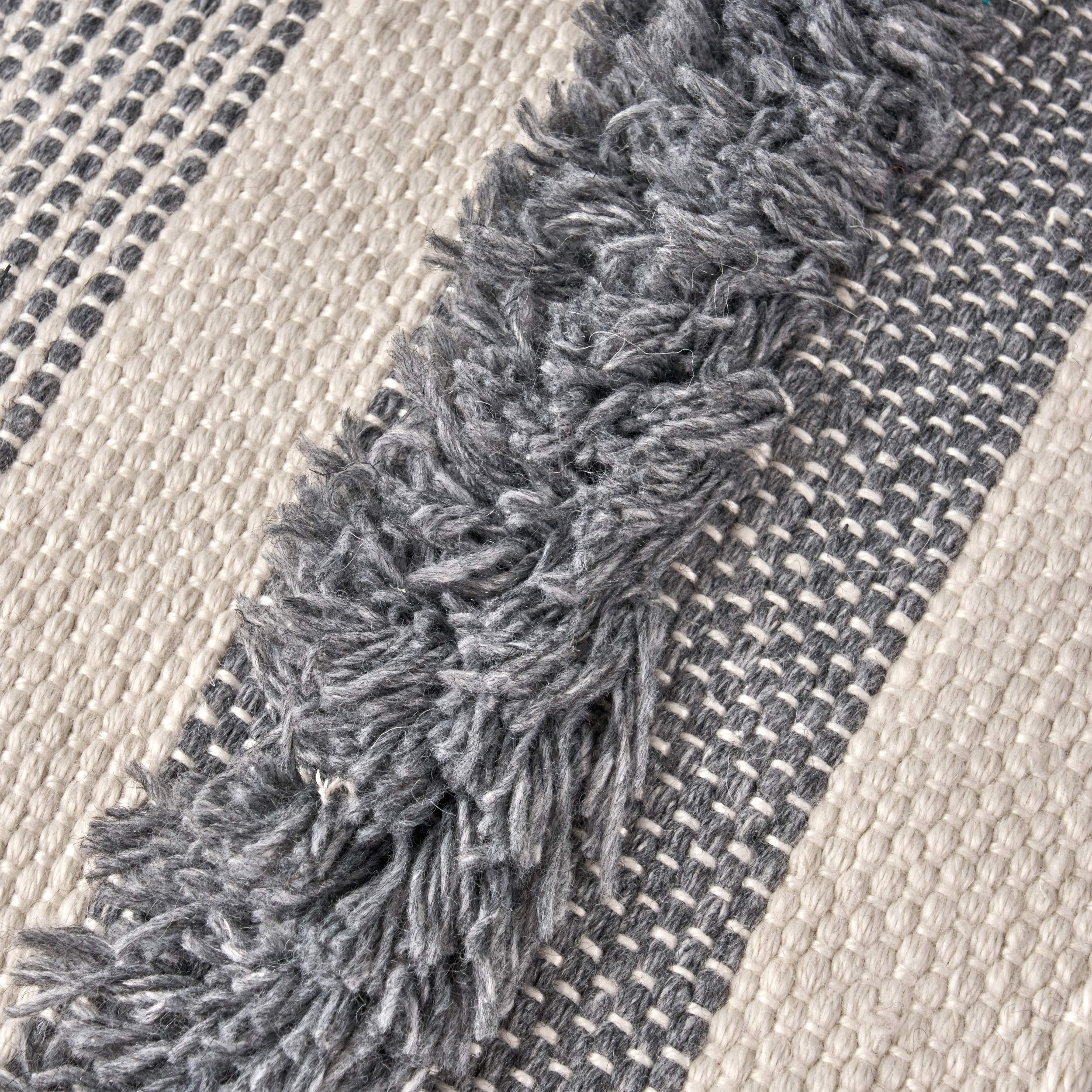 Handmade Boho Wool & Cotton Pouf Ottoman