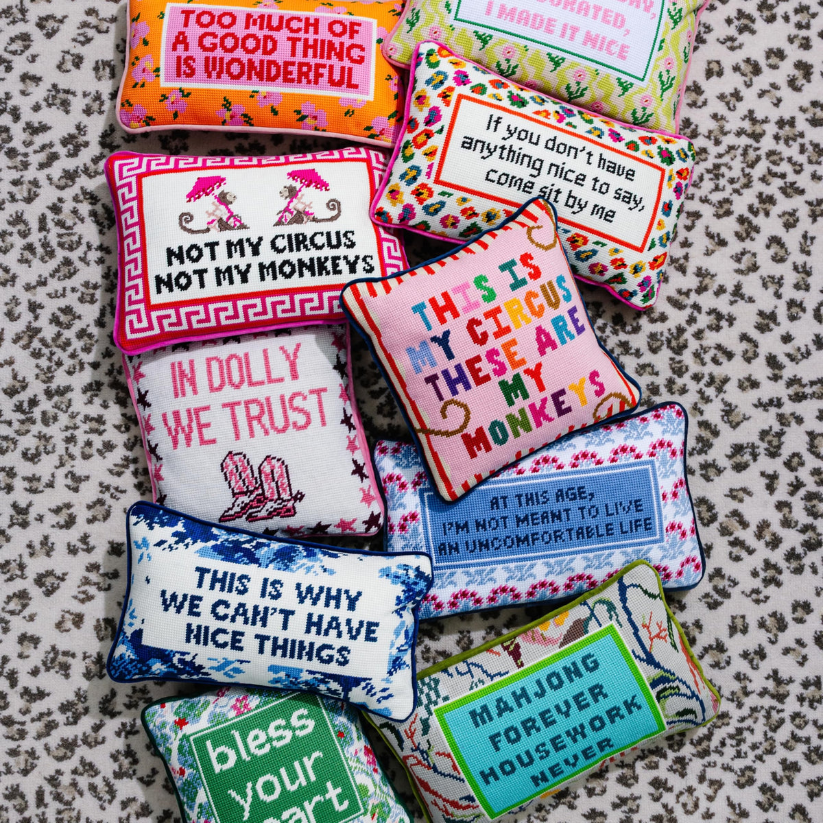 FURBISH This is Why We Can't Have Nice Things Needlepoint Pillow, 8" x 14"