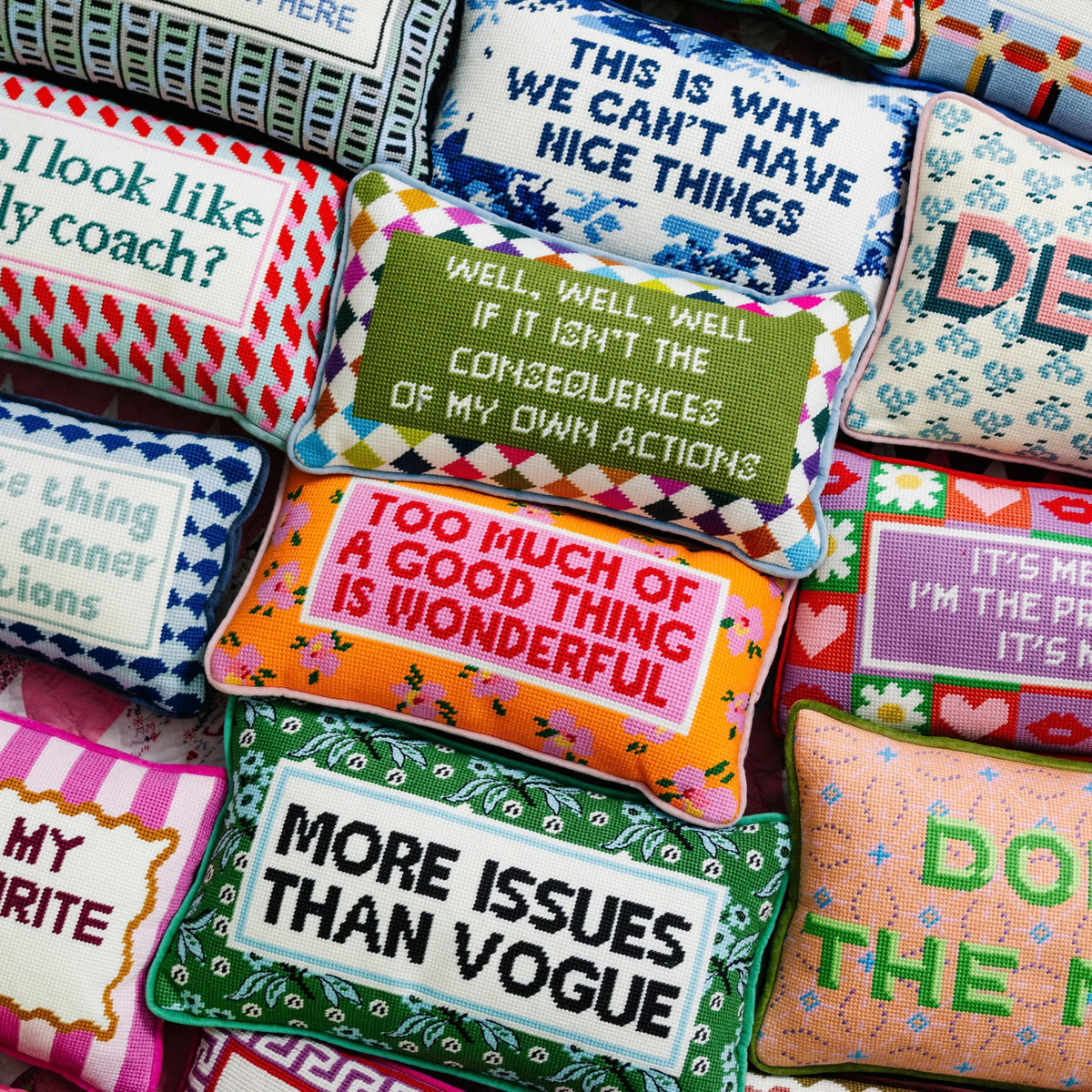 FURBISH This is Why We Can't Have Nice Things Needlepoint Pillow, 8" x 14"