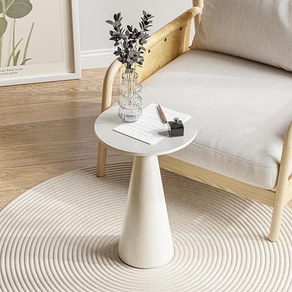 Round Wood Pedestal End Table
