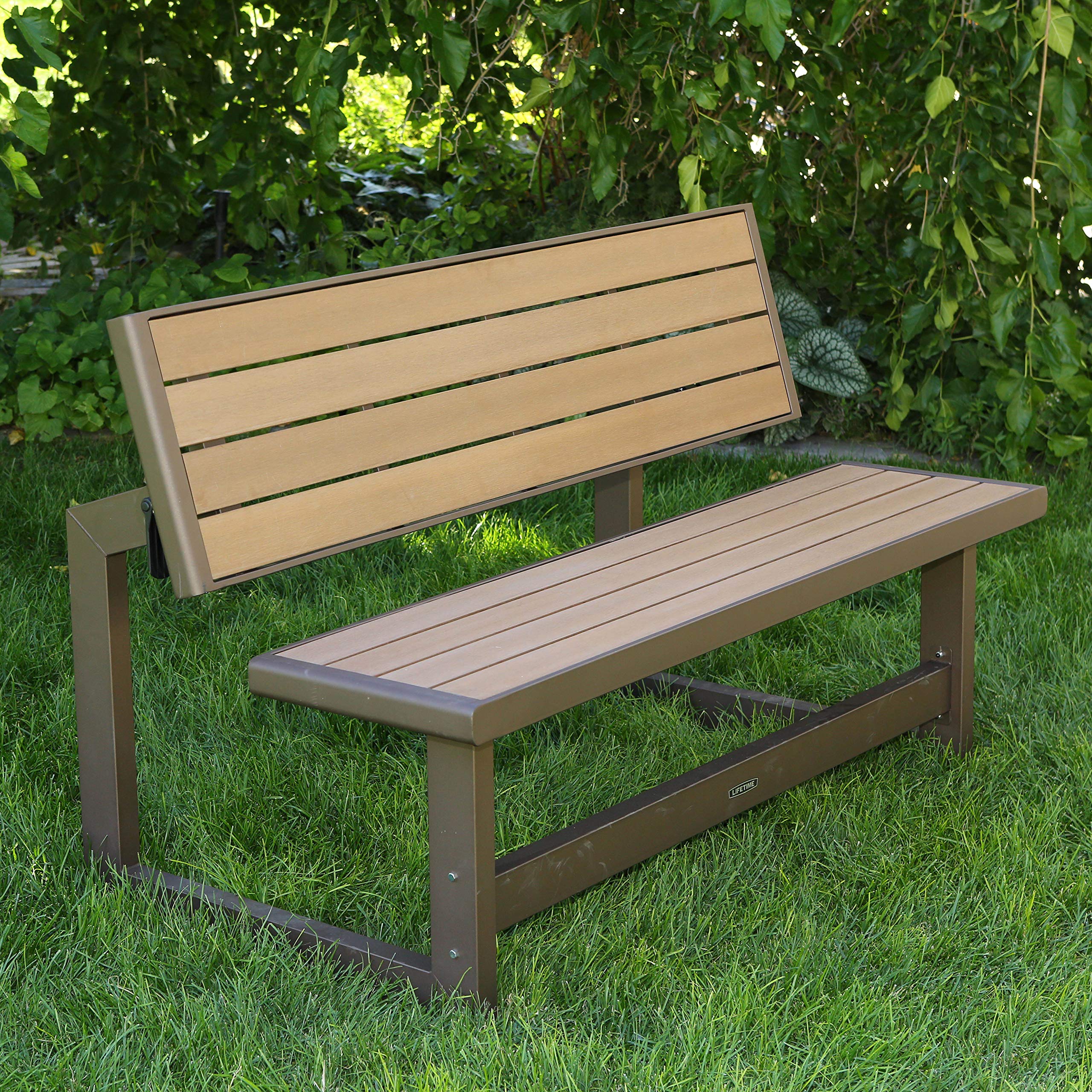 Convertible Bench Table – Faux Wood, Weather-Resistant