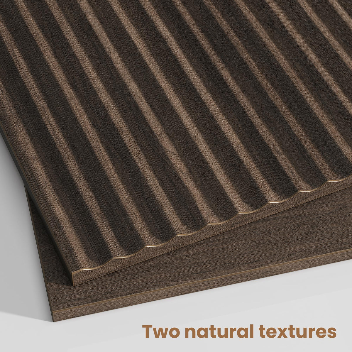 TROJM Fluted Nightstand Set of 2 with Curved Edge Design,Walnut