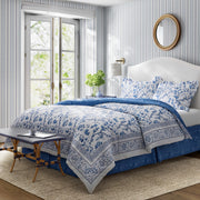 Blue Cotton Queen Comforter Set
