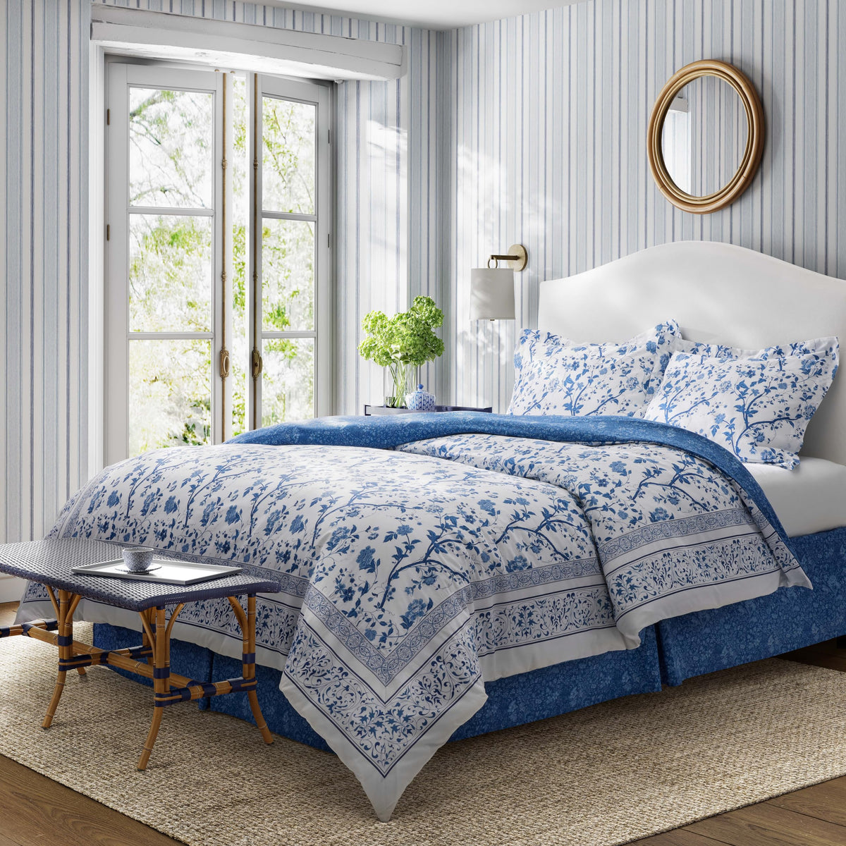 Blue Cotton Queen Comforter Set