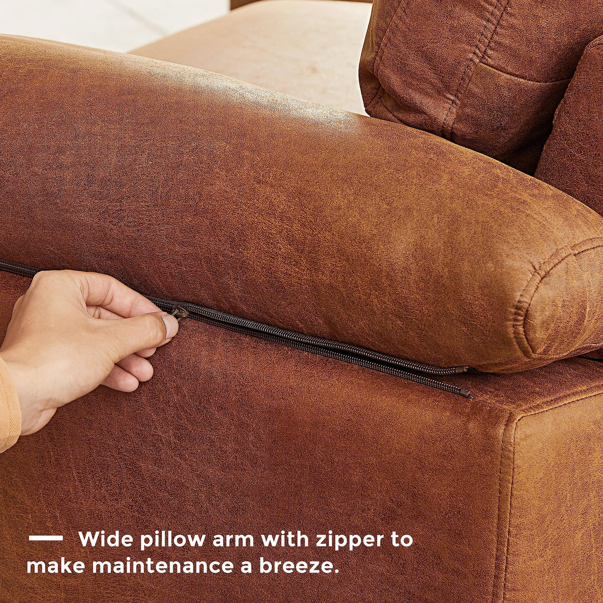 Faux Leather Reversible Chaise Sofa