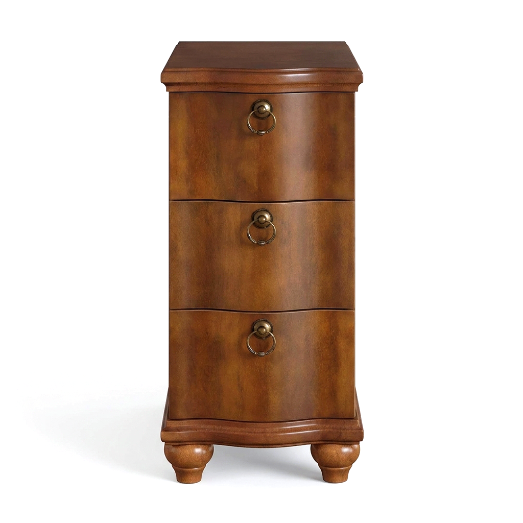 Tribesigns Wood Fully Assembled End Table, 3-Drawers Narrow Slim Side Table, No Assembly Required, Nightstand for Bedside, Small Spaces, Living Room, Bedroom, Walnut Brown