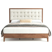 Platform Bed Frame with Tufted Headboard