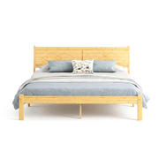Bamboo & Iron Platform Bed Frame with Headboard | 14-Inch Clearance