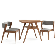 Solid Wood Outdoor Dining Table Set with Upholstered Chairs, 3-Piece