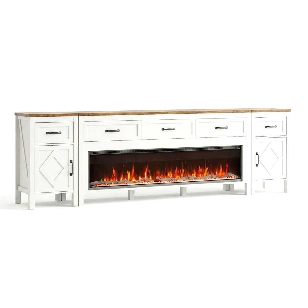 TV Stand with 60" Electric Fireplace – Up to 100"