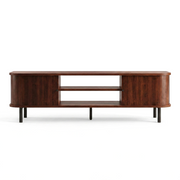 Mid-Century TV Stand with Sliding Doors & Hidden Storage