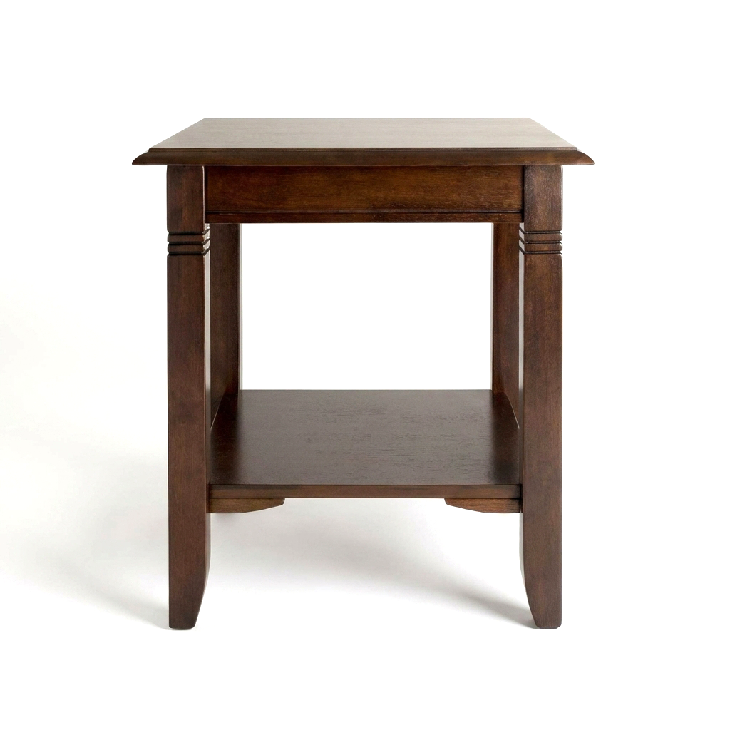Cappuccino Square End Table with Lower Shelf