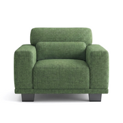 Compact Single Seater Sofa with Wide Armrests & Washable Linen Cover – Green