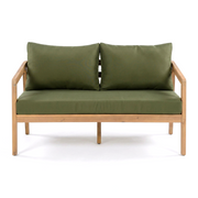 Acacia Wood Outdoor Loveseat Sofa with Removable Cushions