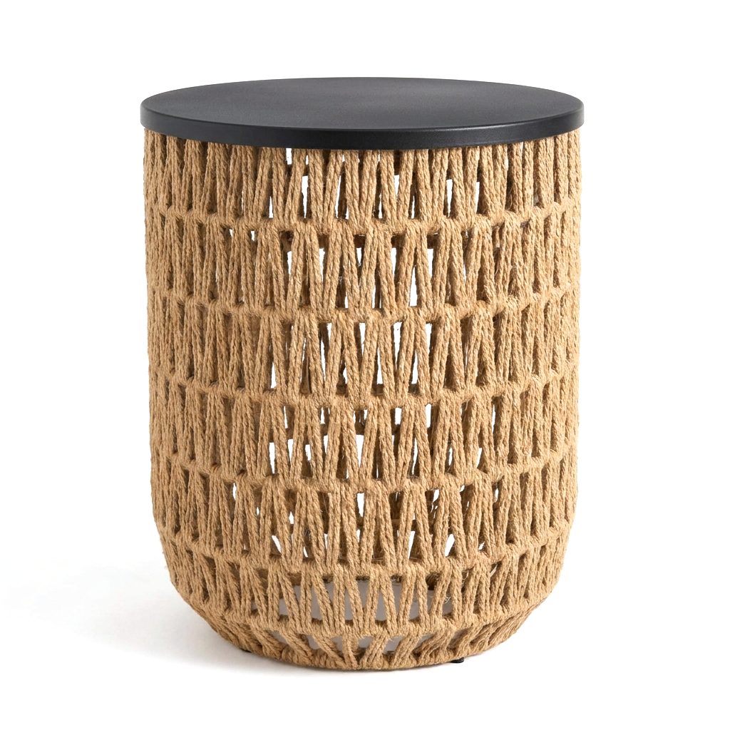 Boho Rattan Outdoor Side Table Set of 2