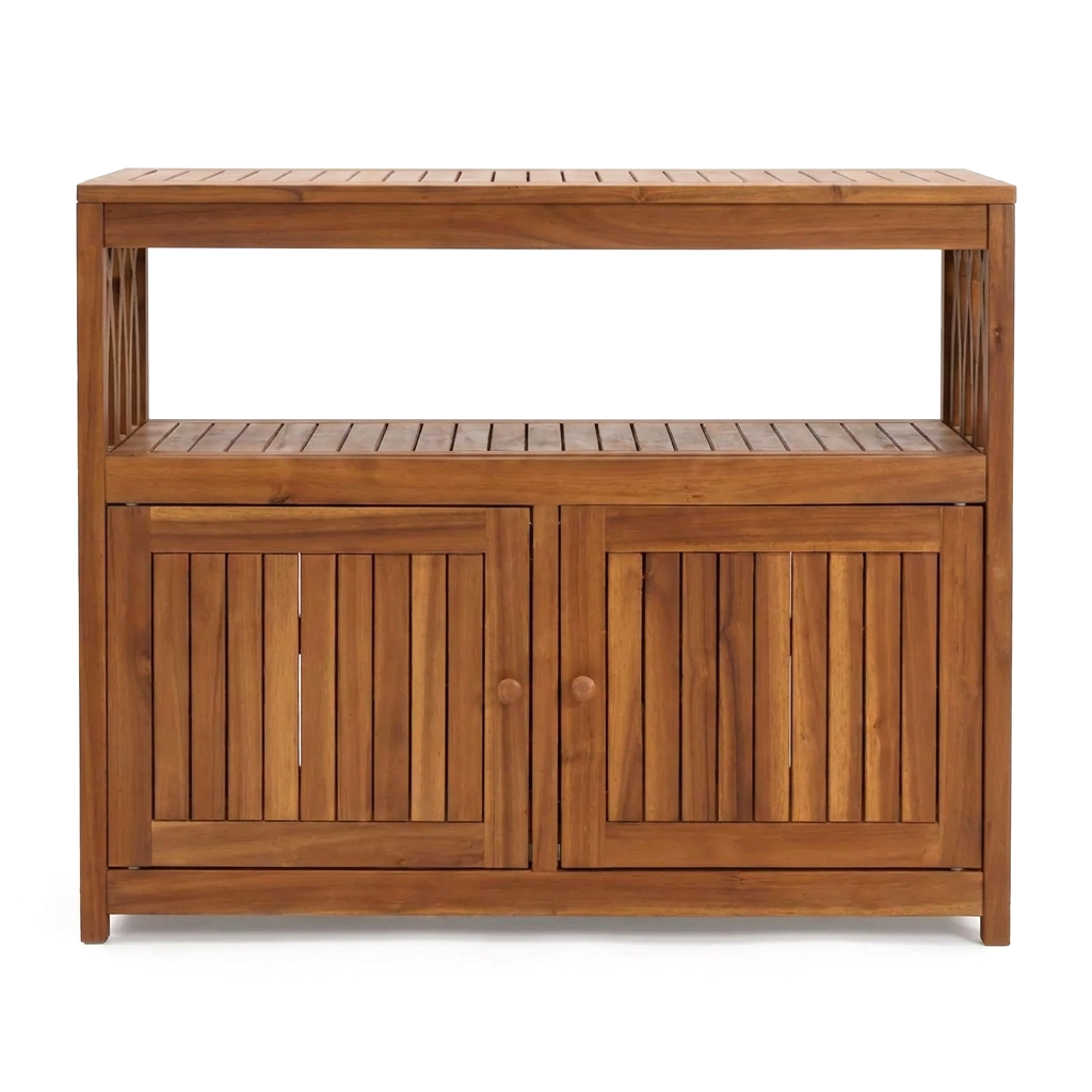 Acacia Wood Outdoor Storage Cabinet with 2 Magnetic Doors