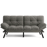Convertible Futon Sofa Bed with Adjustable Backrest & Armrests