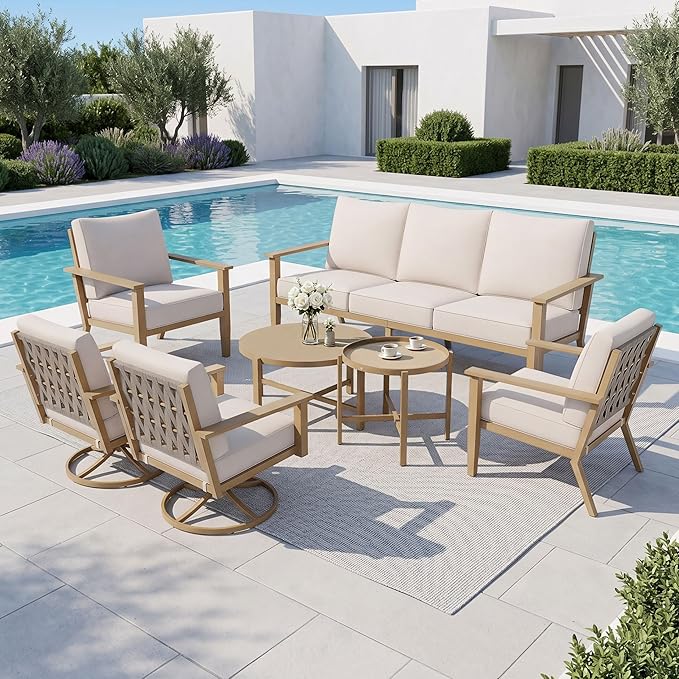 5-Piece Metal Patio Conversation Set with Swivel Chairs